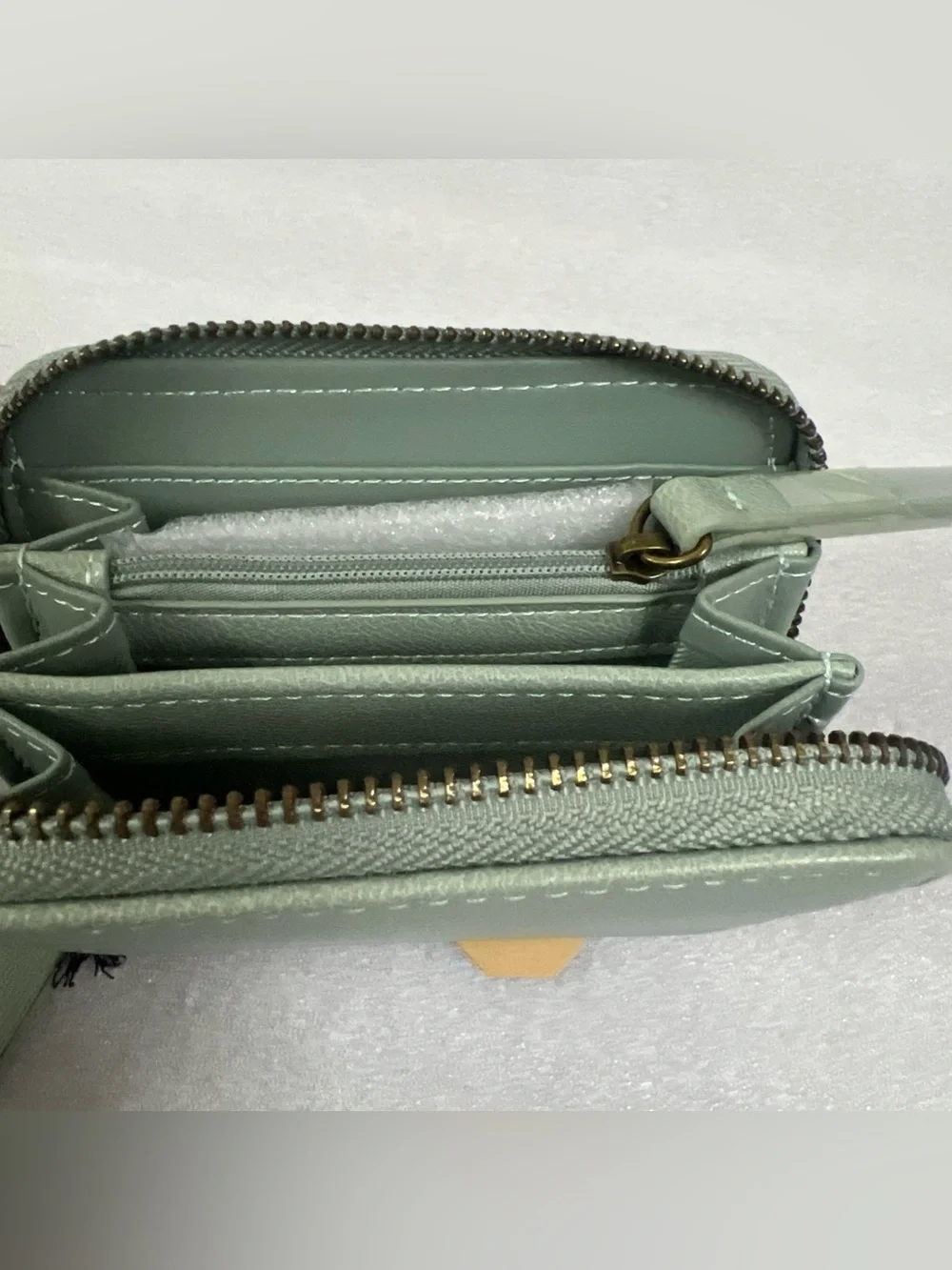 Frye and CO  Zip Card Case Mini Pocket Wallet Sage Green